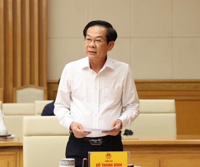 Bộ trưởng Bộ Nội vụ Đỗ Thanh Bình báo cáo tại Hội nghị - Ảnh:VGP/Thu Giang