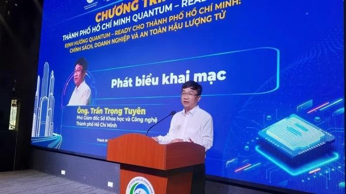 Ông Trần Trọng Tuyên, Phó Giám đốc Sở Khoa học và Công nghệ Thành phố Hồ Chí Minh phát biểu tại sự kiện.