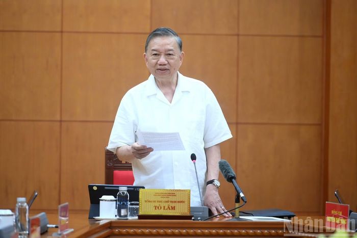 Tổng Bí thư, Chủ tịch nước Tô Lâm phát biểu kết luận tại cuộc làm việc.