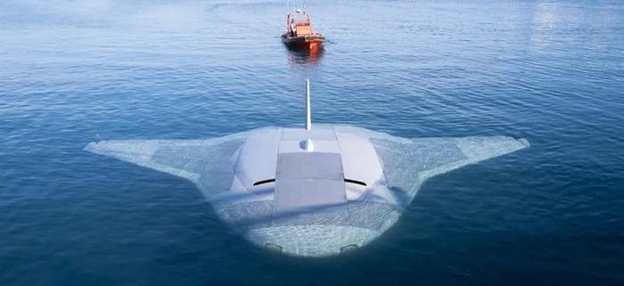 Manta Ray, mẫu "tàu ngầm robot" có hình dáng mô phỏng cá đuối khổng lồ, được Mỹ phát triển nhằm phục vụ các nhiệm vụ trinh sát và tác chiến dưới nước trong thời gian dài. Ảnh: WION