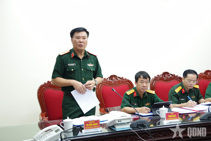 Thiếu tướng Vũ Hữu Hanh, Phó bí thư Đảng ủy, Tư lệnh Bộ tư lệnh 86 phát biểu chỉ đạo hội nghị.