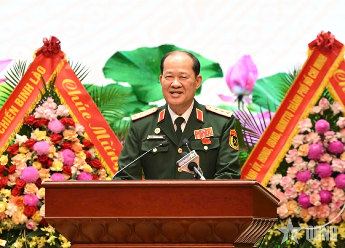 Thượng tướng Bế Xuân Trường, Phó chủ tịch Ủy ban Trung ương Mặt trận Tổ quốc Việt Nam, Bí thư Đảng ủy, Chủ tịch Hội Cựu chiến binh Việt Nam phát biểu khai mạc đại hội.