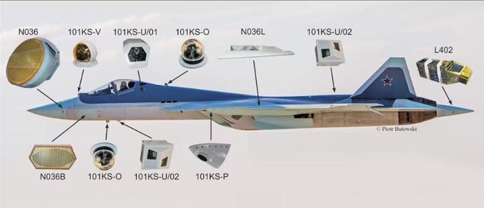 Tiêm kích Su-57 được trang bị hệ thống radar N036 Byelka độc đáo.