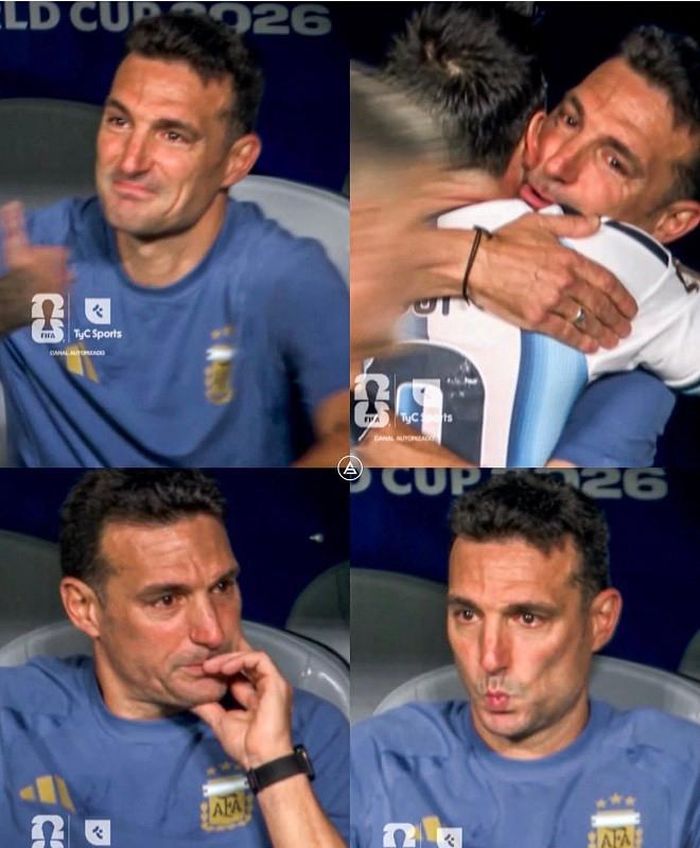 Người thầy Scolani cũng không kìm được nước mắt xúc động khi chứng kiến Messi thăng hoa trên sân, sau những thử thách, khó khăn số 10 phải đối mặt trước giải đấu. Ảnh: TyC Sports