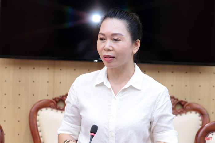 Đồng chí Đào Thị Anh Nga, Trưởng ban Văn hóa - Xã hội HĐND tỉnh phát biểu tại phiên họp.
