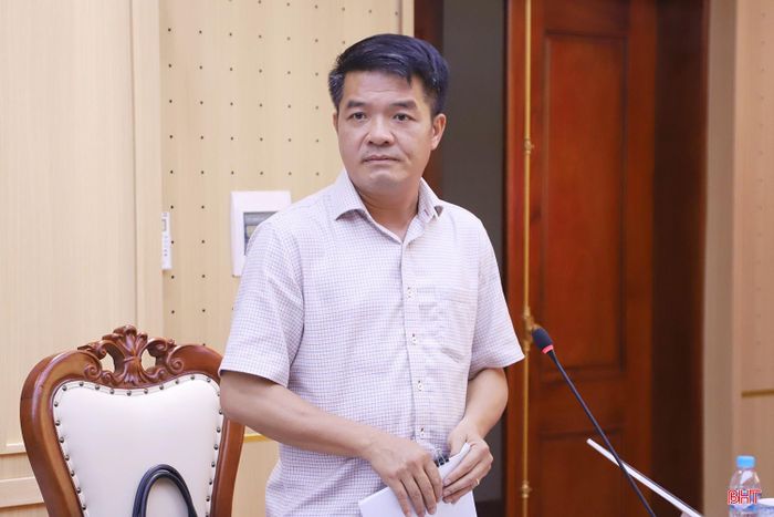 Trưởng ban Nội chính Trần Nhật Tân phát biểu tại buổi làm việc.