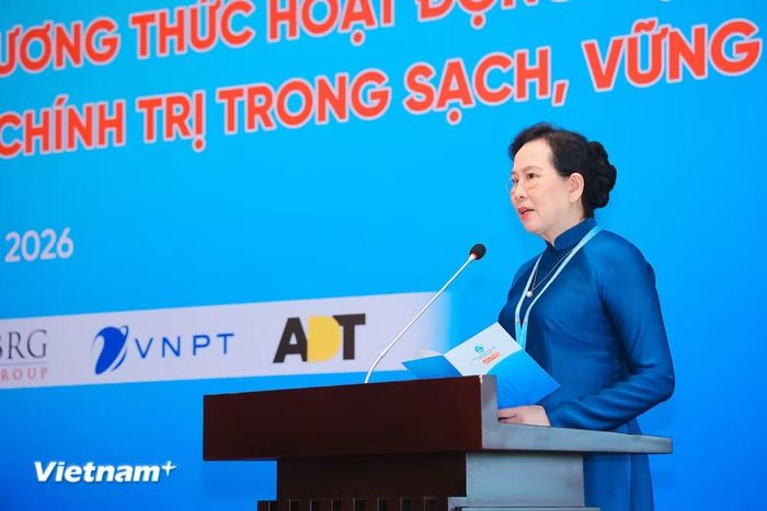 Chủ tịch Hội Liên hiệp Phụ nữ Việt Nam Lê Thị Thủy phát biểu tại phiên thảo luận. (Ảnh: Hoài Nam/Vietnam+)