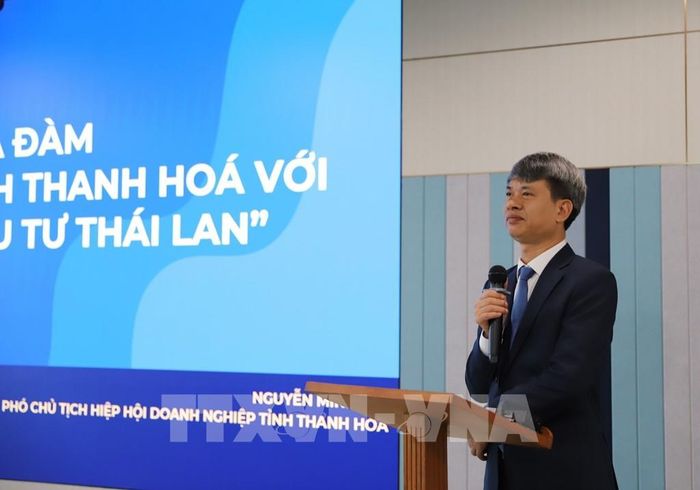 Ông Nguyễn Minh Hải - Phó Chủ tịch Hiệp hội doanh nghiệp tỉnh Thanh Hóa, đề xuất một số lĩnh vực ưu tiên hợp tác và kết nối đầu tư giữa doanh nghiệp hai bên. Ảnh: Đỗ Sinh - P/v TTXVN 