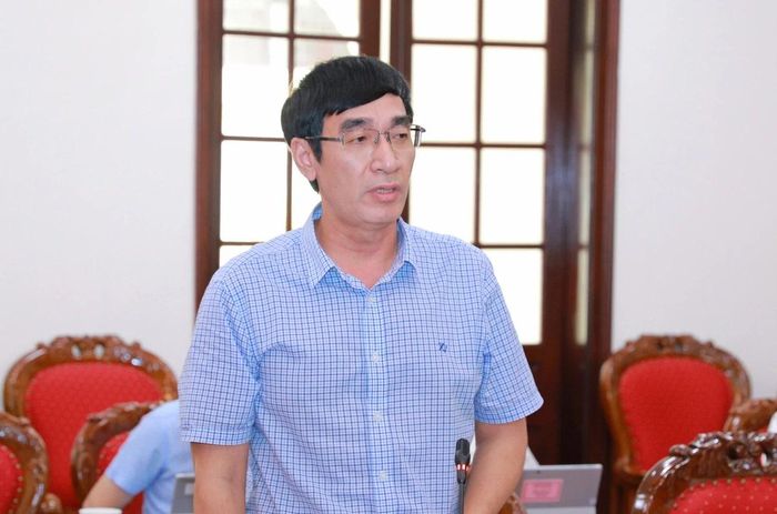 Trưởng ban Nội chính Tỉnh ủy Nguyễn Ngọc Tiến phát biểu tại hội nghị