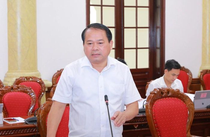 Trưởng Ban Tổ chức Tỉnh ủy Nguyễn Văn Hùng phát biểu tại hội nghị.