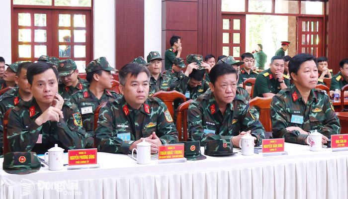 Ban Chỉ huy Phòng thủ khu vực 1- Long Thành đơn vị trực tiếp diễn tập. Ảnh: Nguyệt Hà