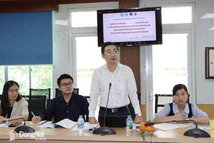 PSG-TS Thái Thanh Trúc, Chủ nhiệm đề tài phát biểu tại cuộc họp. Ảnh: Thanh Cảnh