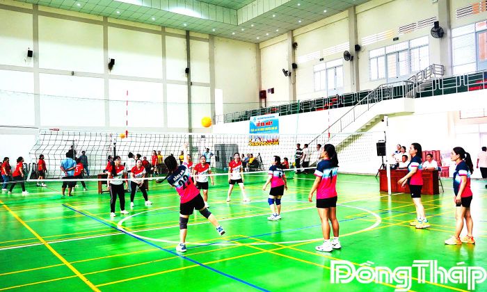 Các đội tham gia thi đấu môn bóng chuyền hơi.