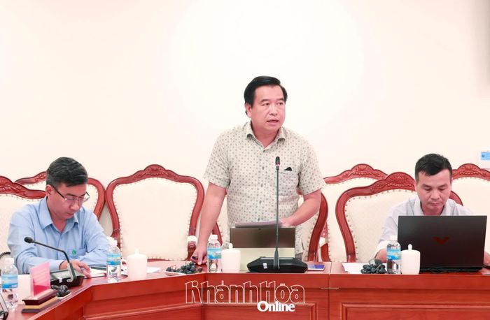 Đại diện Ban Quản lý Dự án đầu tư xây dựng tỉnh phát biểu tại buổi làm việc.