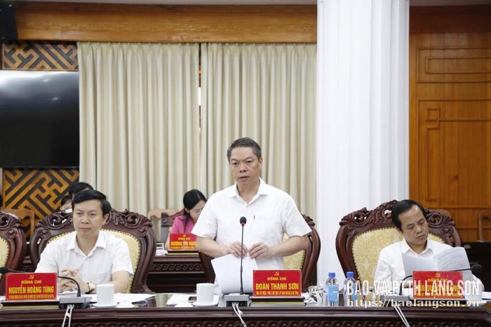 Đồng chí Đoàn Thanh Sơn, Phó Chủ tịch UBND tỉnh phát biểu tại hội nghị