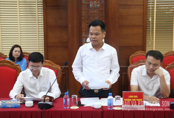 Lãnh đạo Đảng ủy phường Tam Thanh phát biểu tại hội nghị