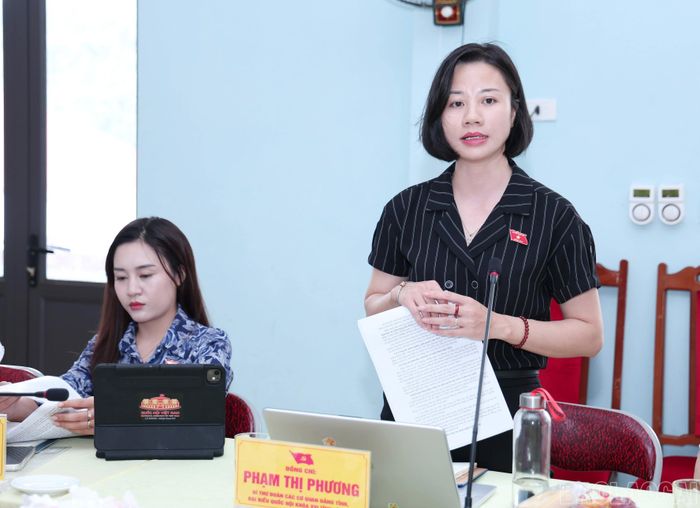 Đại biểu Quốc hội Phạm Thị Phương phát biểu tại buổi khảo sát.