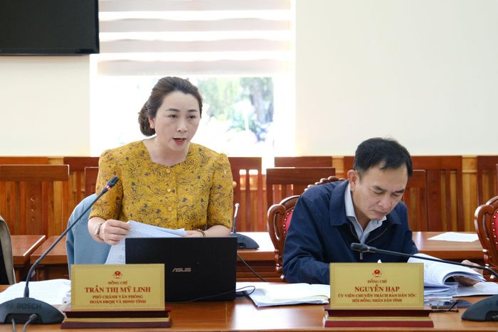 Đại diện lãnh đạo Văn phòng Đoàn ĐBQH và HĐND tỉnh phát biểu tại buổi làm việc