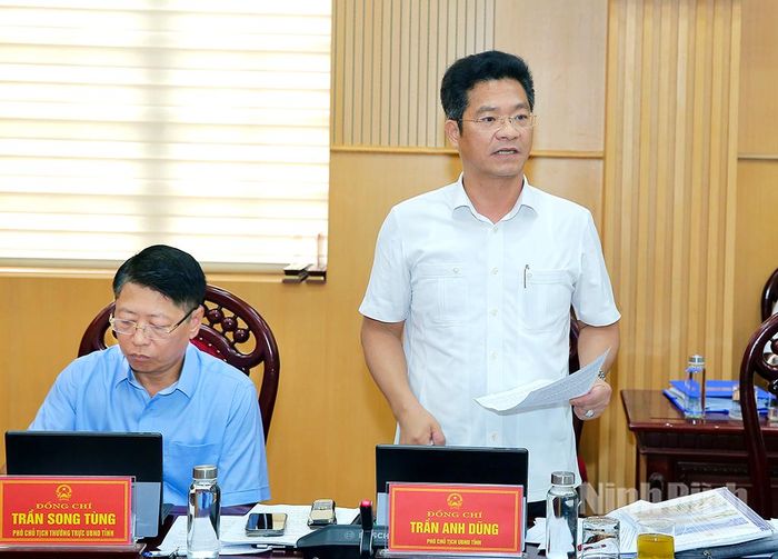 Đồng chí Trần Anh Dũng, Ủy viên Ban Thường vụ Tỉnh ủy, Phó Chủ tịch UBND tỉnh phát biểu tại hội nghị.