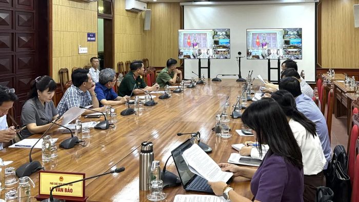 Quang cảnh hội nghị tại điểm cầu tỉnh Quảng Trị - Ảnh: N.L