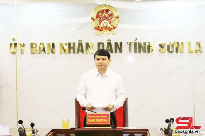 Đồng chí Đặng Ngọc Hậu, Phó Chủ tịch UBND tỉnh phát biểu tại cuộc làm việc.