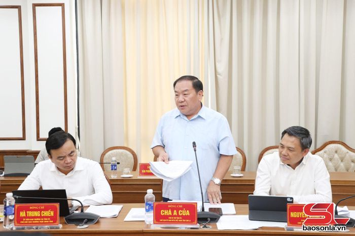 Đồng chí Phó Bí thư Tỉnh ủy, Chủ tịch Ủy ban MTTQ Việt Nam tỉnh phát biểu tại hội nghị.
