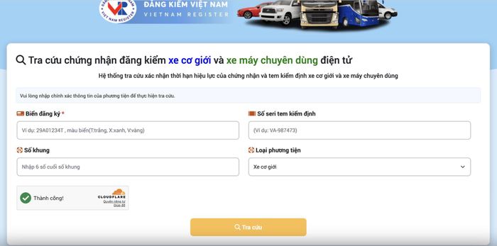 Chủ xe cần nhập chính xác thông tin của phương tiện theo hướng dẫn để tra cứu chứng nhận đăng kiểm điện tử (ảnh minh họa).