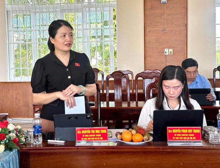ĐBQH hoạt động chuyên trách tại Ủy ban Văn hóa và Xã hội Nguyễn Thị Mai Thoa phát biểu