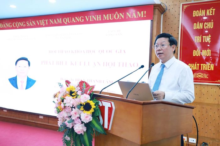 Phó Trưởng Ban Tuyên giáo và Dân vận Trung ương Trần Thanh Lâm phát biểu tại hội thảo