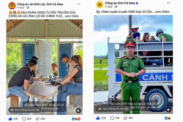 Video tuyên truyền phòng ngừa cá độ bóng đá trong World Cup của Công an xã Vĩnh Lợi được đăng tải trên các trang Fanpage của lực lượng công an trong tỉnh.