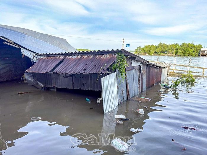 Hiện trường vụ sạt lở tại khu vực chợ Nhà lồng Kinh 17 (xã Tam Giang).