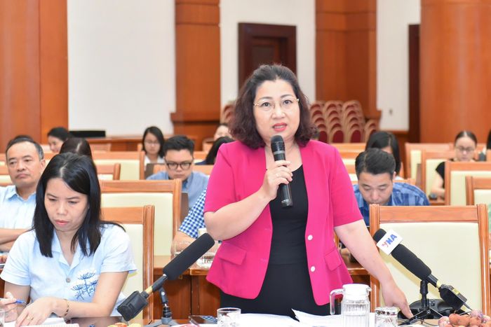 Bà Lê Thị Tường Thu - Phó Cục trưởng Cục Thống kê - trả lời tại Họp báo. Ảnh: Trần Nam