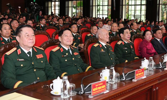 Các lãnh đạo, nguyên lãnh đạo Đảng và Nhà nước dự Đại hội. (Ảnh: Lâm Hiển)