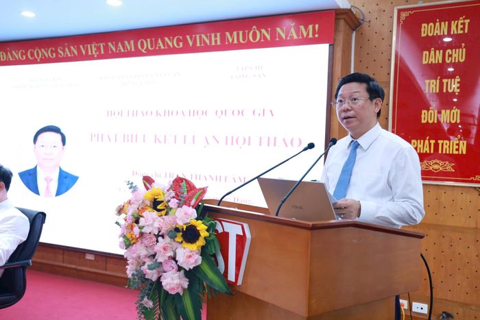 Ủy viên Trung ương Đảng, Phó Trưởng Ban Tuyên giáo và Dân vận Trung ương Trần Thanh Lâm phát biểu kết luận. Ảnh: M.Hải