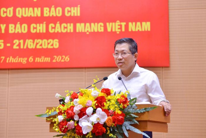 Đồng chí Lưu Đình Phúc, Cục trưởng Cục Báo chí, Bộ Văn hóa Thể thao và Du lịch phát biểu. Ảnh: Viết Thành