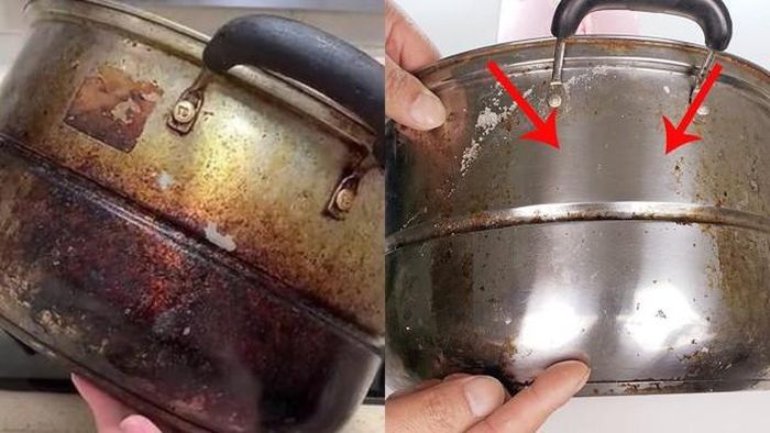 Đổ một ít sốt cà chua lên miếng vải và chà lên nồi, xoong bằng đồng rồi rửa lại bằng nước ấm. Cách đơn giản này sẽ giúp cho những chiếc xoong, nồi đồng của chị em trở nên sáng bóng như mới.