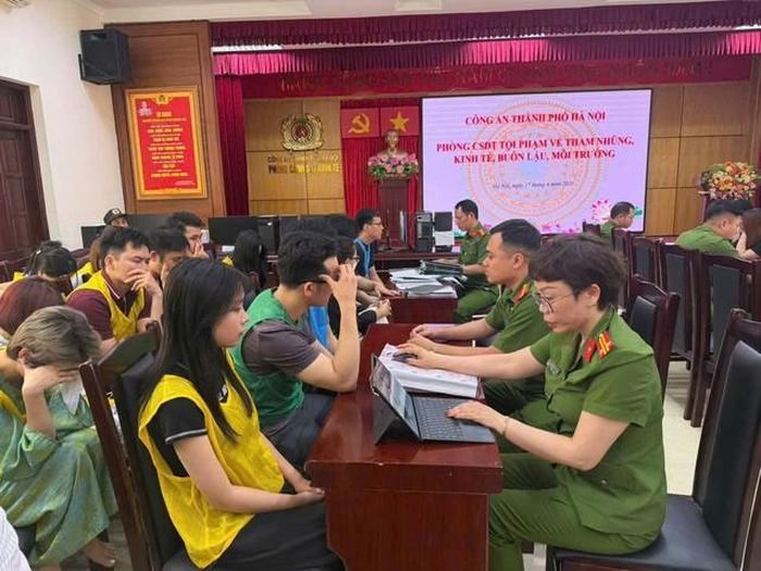 Một số đối tượng tại cơ quan công an - (ảnh CAHN).