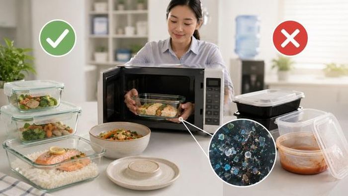 Các chuyên gia khuyến nghị ưu tiên sử dụng hộp thủy tinh hoặc đồ gốm sứ chịu nhiệt khi hâm nóng thức ăn để giảm phơi nhiễm vi nhựa trong sinh hoạt hằng ngày.