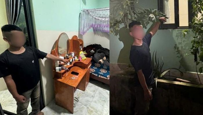 Đối tượng K.Đ. tại hiện trường vụ trộm cắp tài sản. Ảnh: CALĐ.