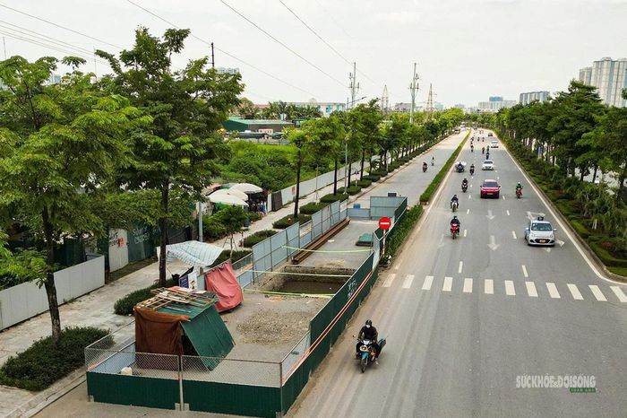 Khu vực công trường được quây tôn, tổ chức phân luồng giao thông trên đường Phạm Tu.
