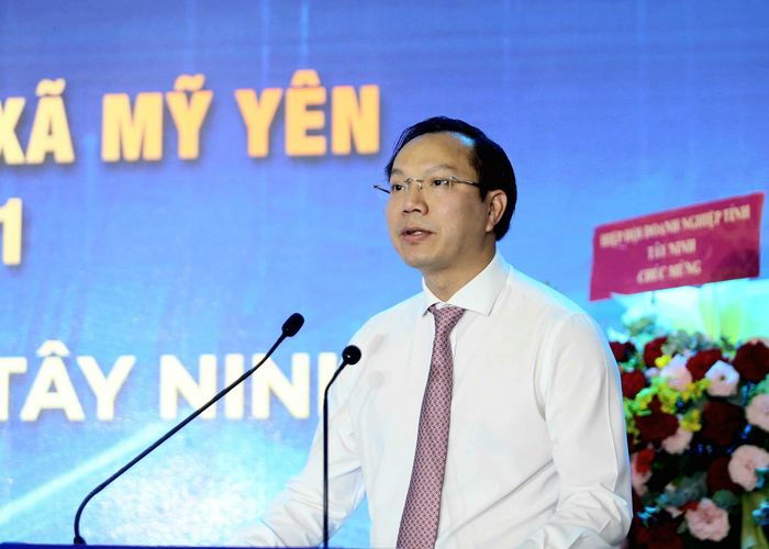  Ông Đoàn Trung Kiên, Phó Chủ tịch UBND tỉnh Tây Ninh phát biểu tại đại hội. Ảnh: HUỲNH DU 