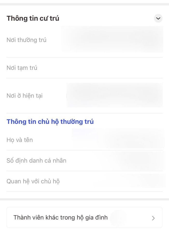  Người dùng có thể tra cứu cả thông tin thường trú và tạm trú trong mục Thông tin cư trú trên VNeID. 