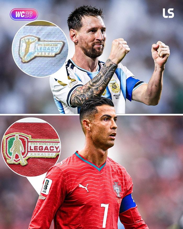  Huy hiệu Di sản World Cup (Legacy Patch) xuất hiện trên tay áo phải của siêu sao người Bồ Đào Nha được thiết kế với hình ảnh mô phỏng màn ăn mừng "Siuuu" nổi tiếng. Legacy Patch được đặt bên dưới logo World Cup trên tay áo phải và chỉ dành cho những cầu thủ từng tham dự từ 5 kỳ World Cup trở lên. Tại kỳ World Cup này, chỉ Messi và Ronaldo là hai cầu thủ đã ra sân trong 6 VCK liên tiếp. 
