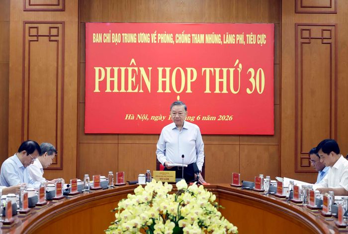 Tổng Bí thư, Chủ tịch nước Tô Lâm chủ trì phiên họp thứ 30 Ban Chỉ đạo Trung ương về phòng, chống tham nhũng, lãng phí tiêu cực. Ảnh: Thống Nhất