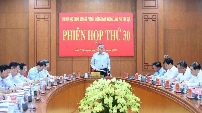 Tổng Bí thư, Chủ tịch nước Tô Lâm chủ trì Phiên họp thứ 30 của Ban Chỉ đạo Trung ương về phòng, chống tham nhũng, lãng phí, tiêu cực. (Ảnh: ĐĂNG KHOA)