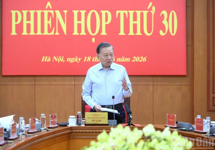 Tổng Bí thư, Chủ tịch nước Tô Lâm phát biểu chỉ đạo phiên họp.