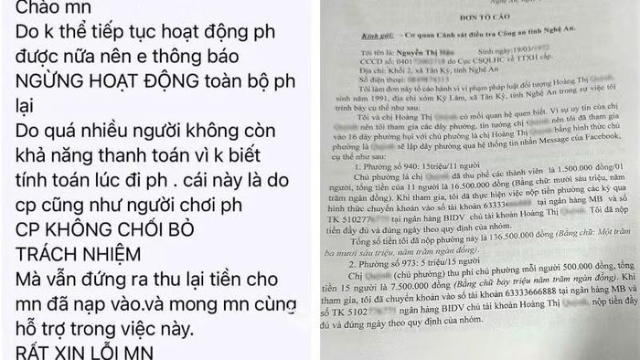Sau khi nhận thông báo ngừng hoạt động phường, nhiều người dân đã làm đơn tố cáo hành vi lừa đảo của bà Q. đến Công an tỉnh Nghệ An.