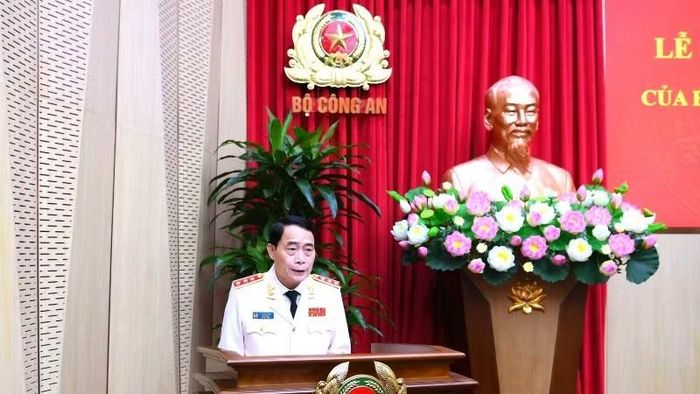 Thượng tướng Lê Quốc Hùng, Chủ nhiệm Ủy ban Kiểm tra Đảng ủy Công an Trung ương nhiệm kỳ 2025-2030 phát biểu nhận nhiệm vụ.