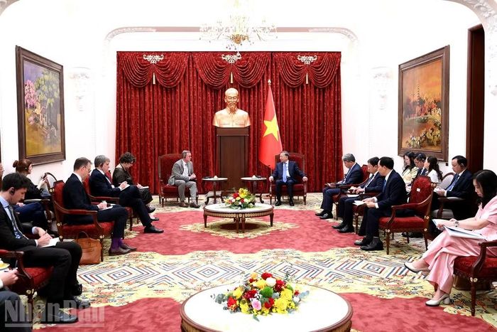 Quang cảnh cuộc tiếp Phó Chủ tịch Quốc hội Cộng hòa Liên bang Đức Bodo Ramelow. (Ảnh: ĐĂNG KHOA)