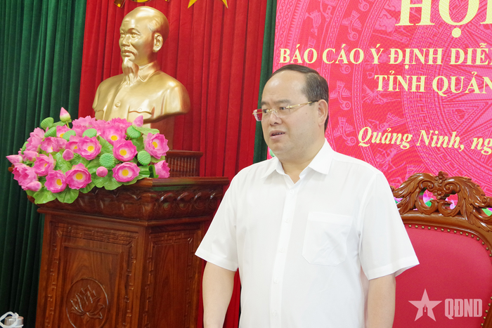 Đồng chí Quản Minh Cường, Ủy viên Trung ương Đảng, Bí thư Tỉnh ủy, Trưởng đoàn Đại biểu Quốc hội tỉnh, Bí thư Đảng ủy Quân sự tỉnh chủ trì hội nghị.